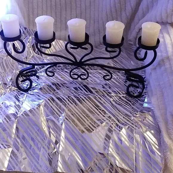 EUC Candleabra for 6 votive candles. Black Wrought Iron..gorgeous when lit!!🔥🔥 - Picture 3 of 8